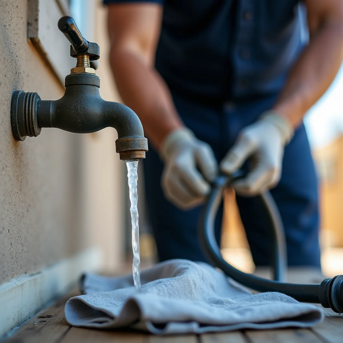 Disconnecting a garden hose from an outdoor faucet before a Colorado winter