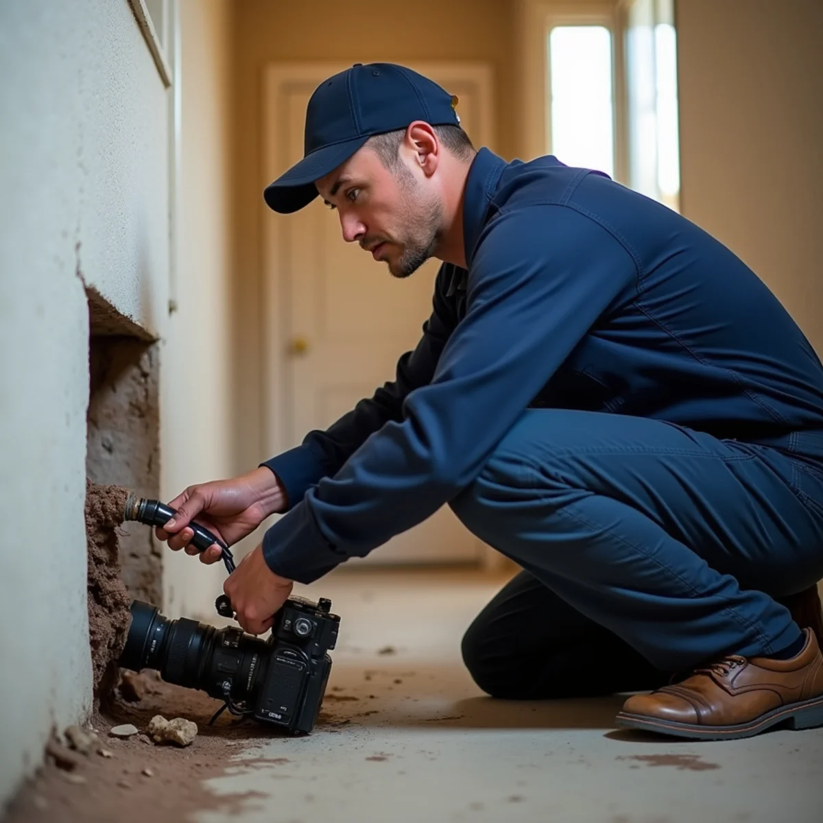 Camera inspection of a sewer line at an Arapahoe County home